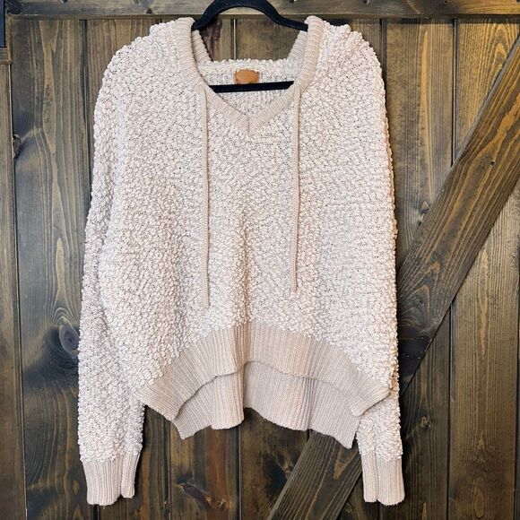 Pol's Boho Cottage Textured Popcorn Hoodie Sweater - Picture 1 of 6